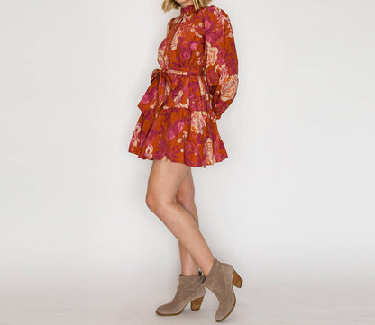 Rustic Rose Print Mini Dress
