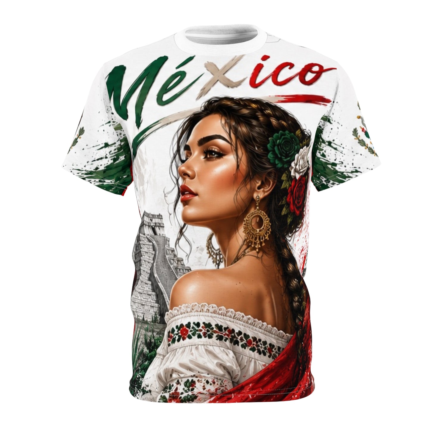 Mexico Floral Portrait Tee – México Graphic All-Over Print Shirt