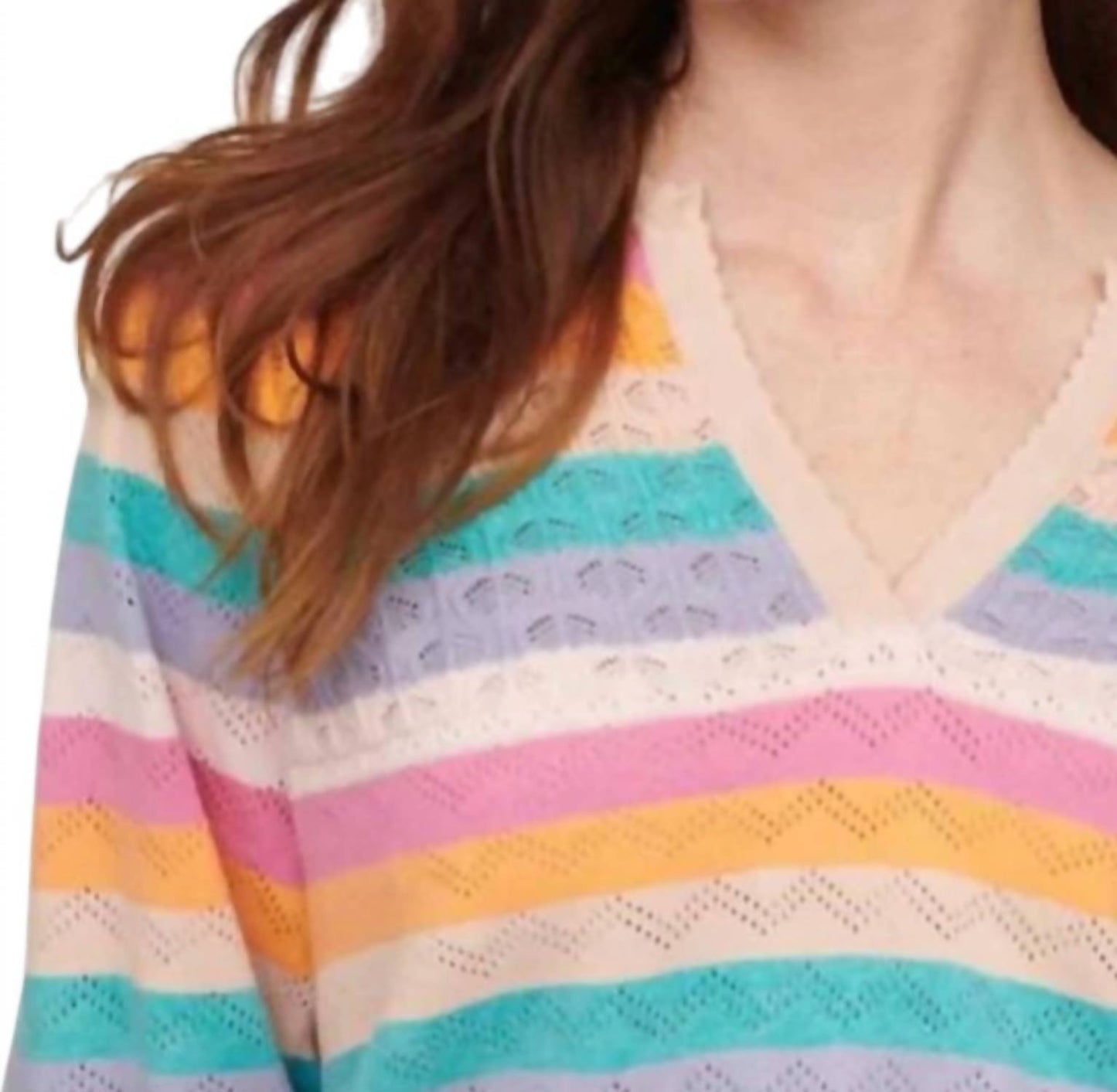 Peace Stripe V Neck Sweater