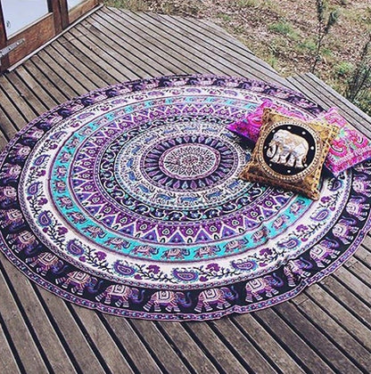 Elephant Totem Round Beach Towel