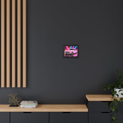 Pink Classic Station Wagon Canvas Print — Retro Car Wall Art, Framed Matte Multi‑Color Splash