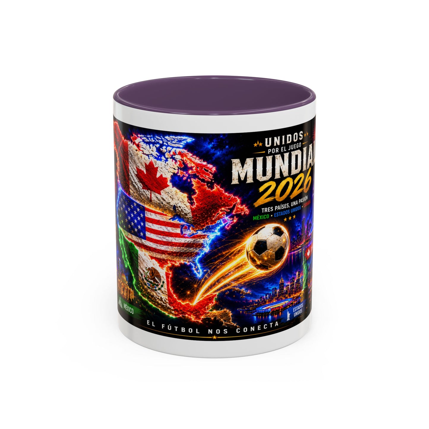 Mundial 2026 Soccer Coffee Mug – Canada/USA/Mexico World Cup Accent Mug (11/15oz)