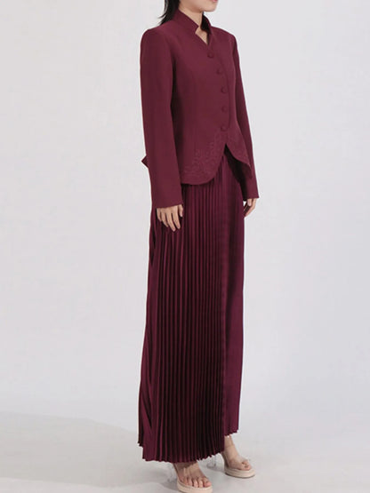 Button Up Long Sleeve Top and Pleated Skirt Set See size chart under “more details”