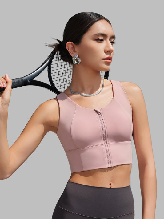 Sports Shockproof Front Zipper Quick-Drying Yoga Vest Chest Pad Top