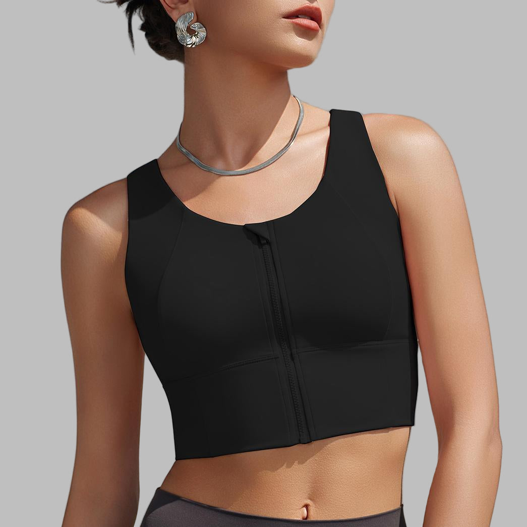 Sports Shockproof Front Zipper Quick-Drying Yoga Vest Chest Pad Top