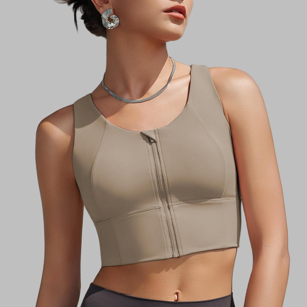 Sports Shockproof Front Zipper Quick-Drying Yoga Vest Chest Pad Top