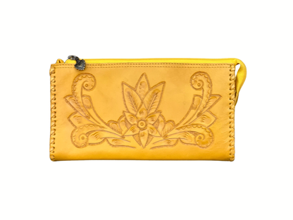 The Ella| Hand-Tooled Leather Clutch & Crossbody