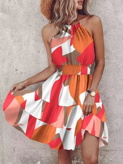 Paisley Print Halter Neck Mini Dress