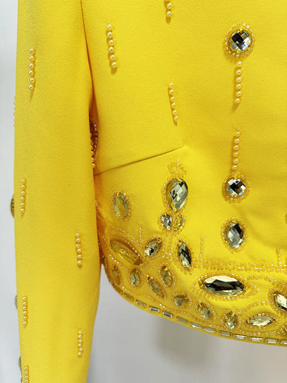 Fashion New Heavy Industry Beads Diamond Inlaid Short Top Long Skirt Suit See size chart under “more details”