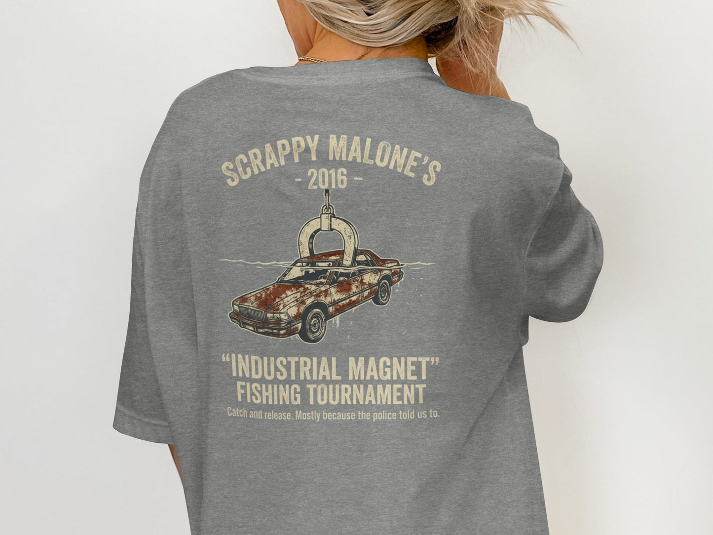 Industrial Magnet Tournament Tee - Scrappy Malone's Bar Humor