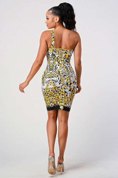 ANIMAL PRINTED BANDAGE DRESS See size chart under “more details”