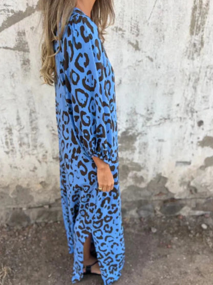 Printed V-Neck Dress with Pockets