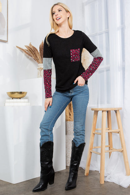 Front Pocket Textured Sweater Knit