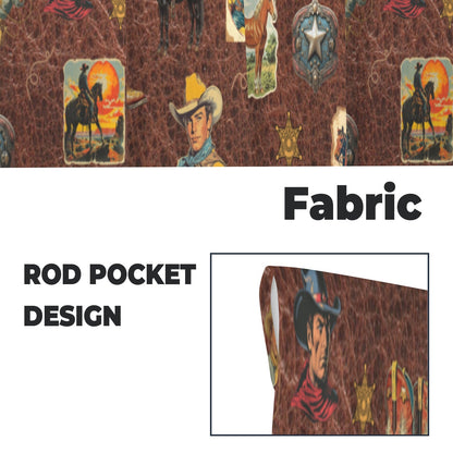 Baha Ranch Vintage Cowboy Collage Western Curtains 28" x 40" Made in America