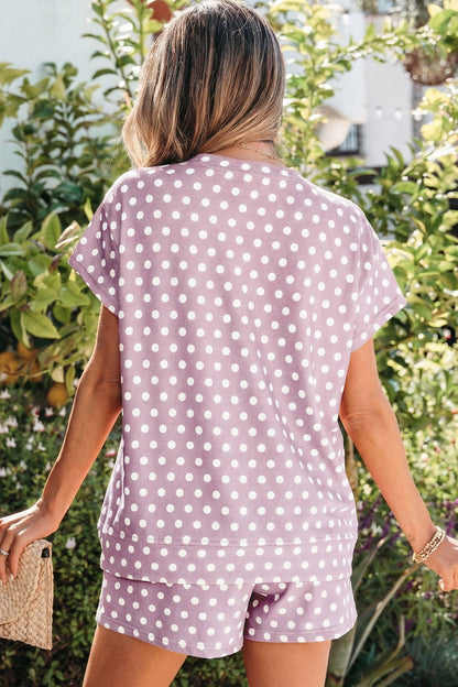 Green Polka Dot Print Short Set