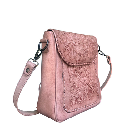 The Kimberly| Hand-Tooled Leather Messenger Bag