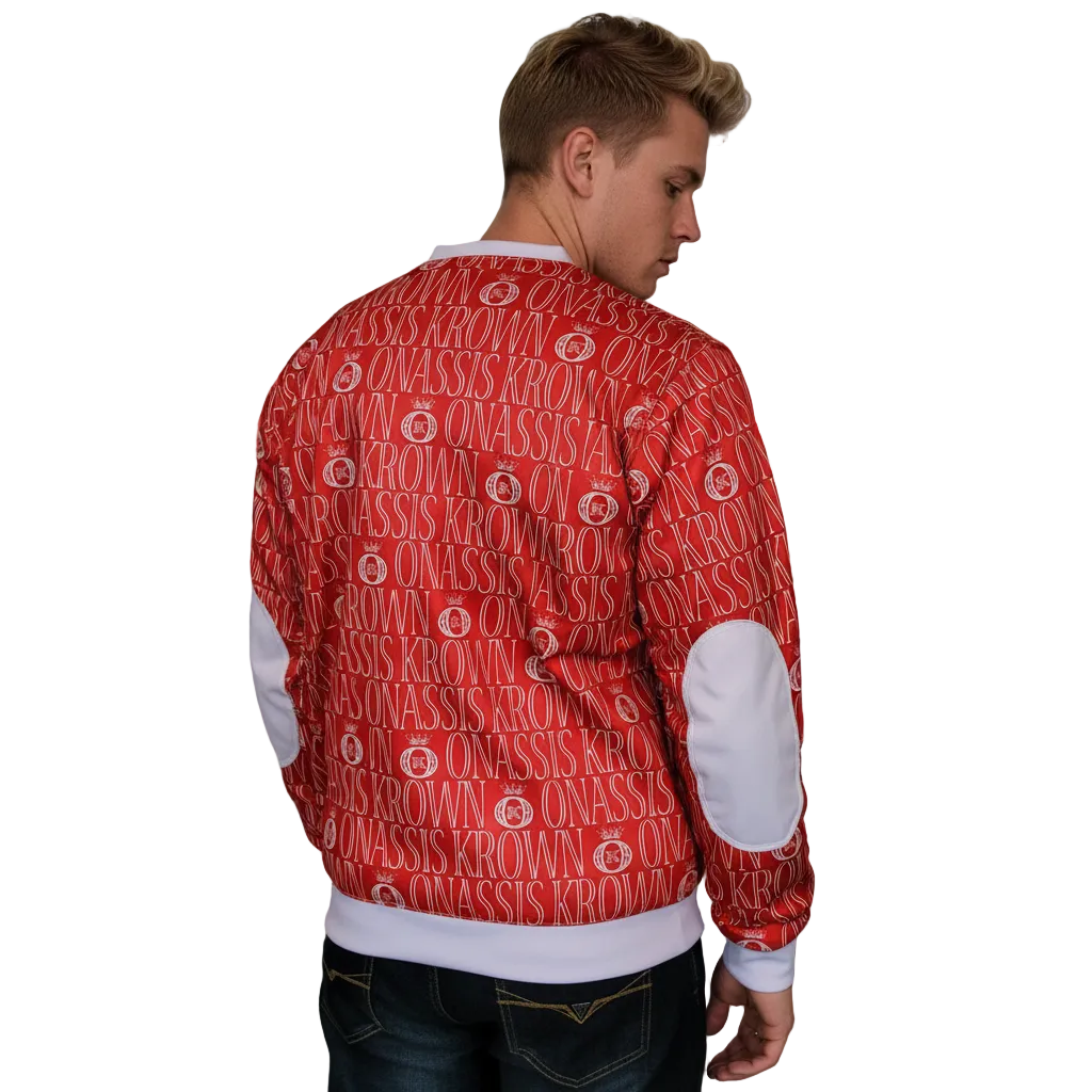 Red All Over Logo Designer Brand Monogram Pullover