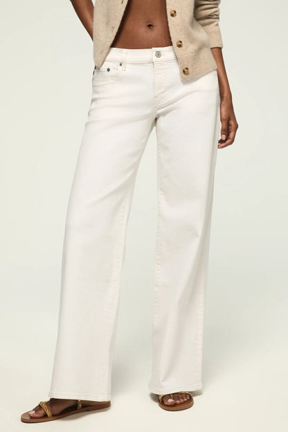 [163103-110] WOMENS LUCKY BRAND MID RISE SWEET WIDE LEG - WHITE LIES WASH