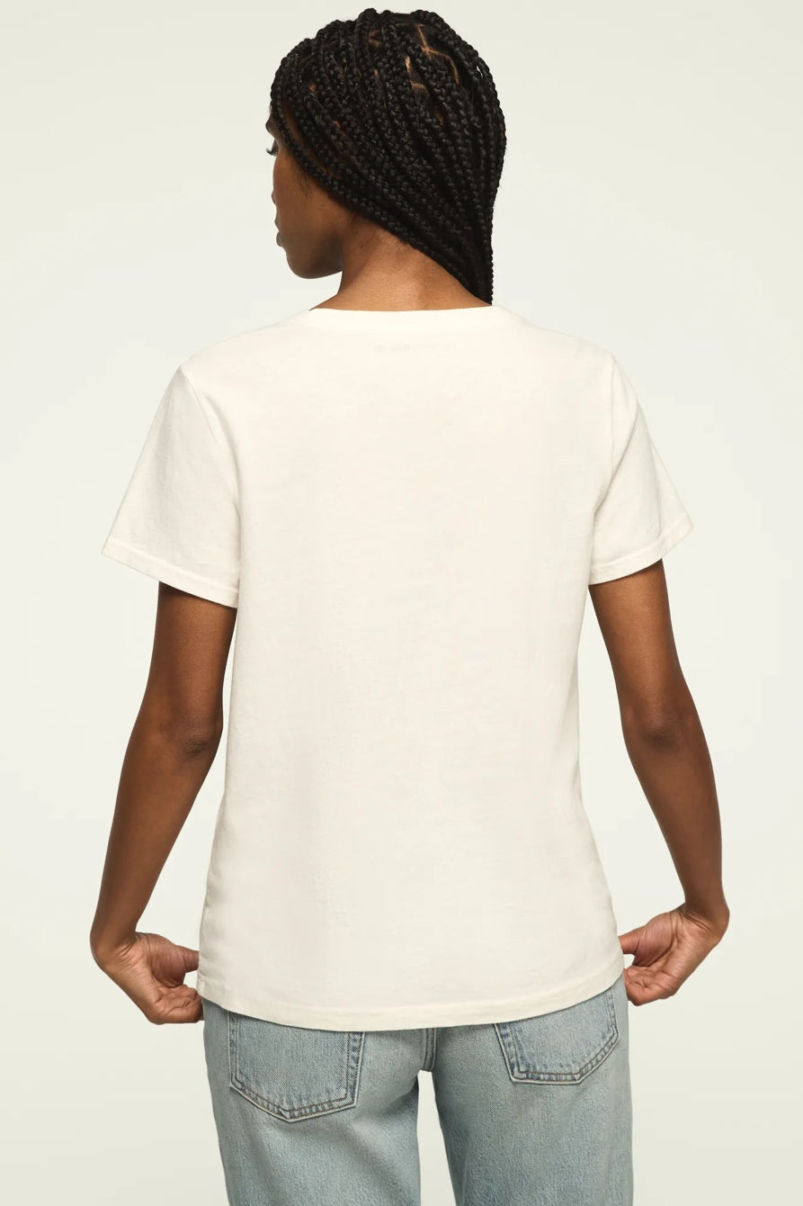 [163140-100] WOMENS LUCKY BRAND ENJOY MY CHARM CLASSIC CREW - GARDENIA