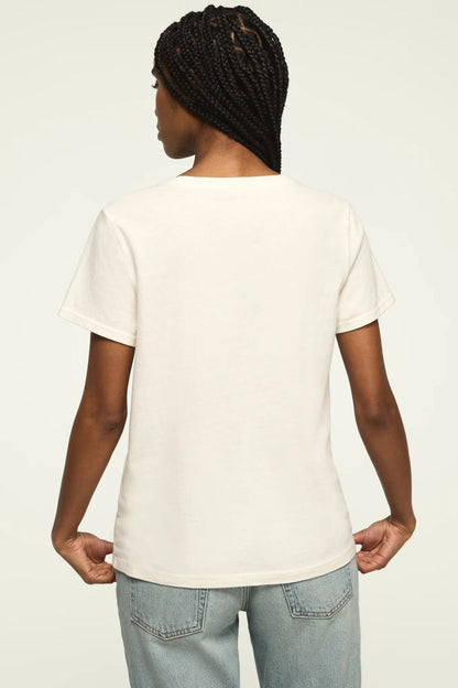 [163140-100] WOMENS LUCKY BRAND ENJOY MY CHARM CLASSIC CREW - GARDENIA