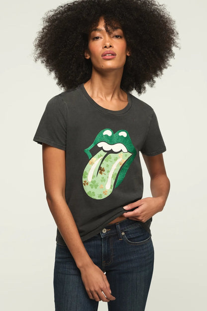 [163144-001] WOMENS LUCKY BRAND ROLLING STONES CLOVER LIPS CLASSIC CREW