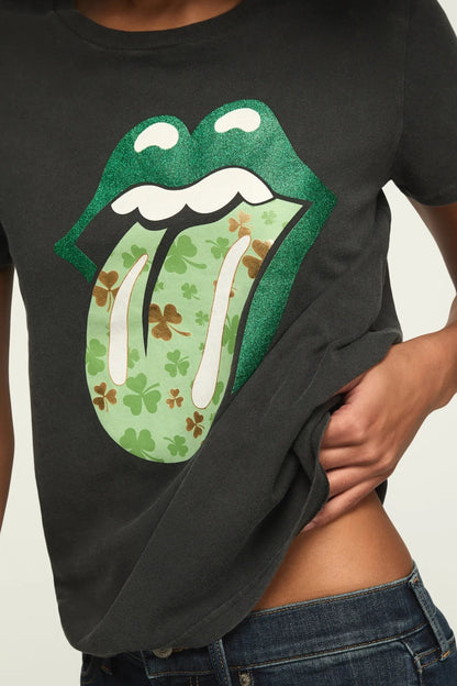 [163144-001] WOMENS LUCKY BRAND ROLLING STONES CLOVER LIPS CLASSIC CREW