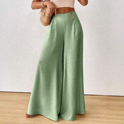 Stylish And Elegant Mid-rise Wide-leg Pants With A Flared Hem (see size guide under more details)