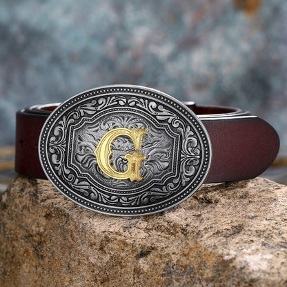 Tang Grass Pattern Letter A-Z Belt Buckle Head