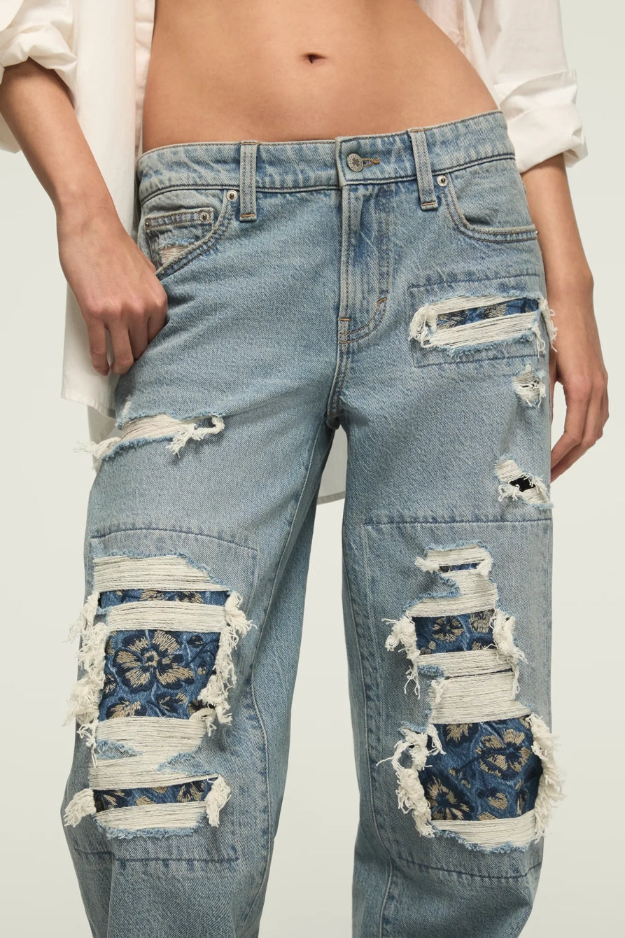 [167395-420] WOMENS LUCKY BRAND LUCKY LEGEND BAGGY - SKIPPING FLOWERS WASH