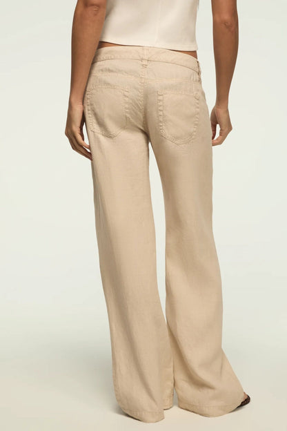 [168981-100] WOMENS LUCKY BRAND BAGGY LINEN WIDE LEG PANT - MOONSTRUCK