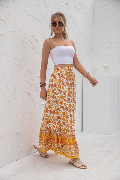 Womens Print Maxi Skirt See size chart under “more details”