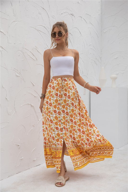 Womens Print Maxi Skirt See size chart under “more details”