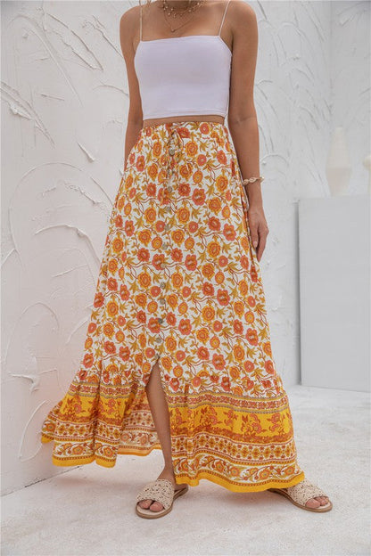 Womens Print Maxi Skirt See size chart under “more details”