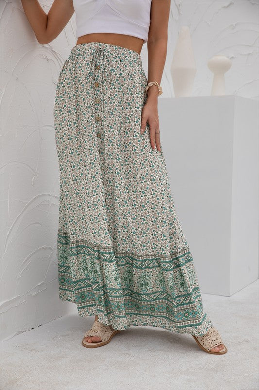 Womens Print Maxi Skirt See size chart under “more details”