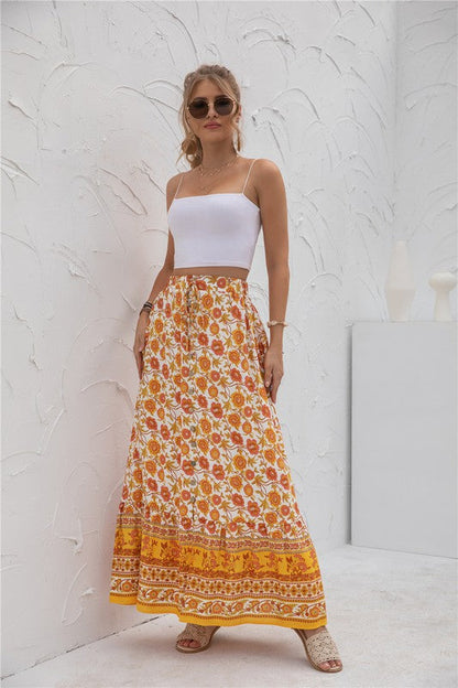 Womens Print Maxi Skirt See size chart under “more details”