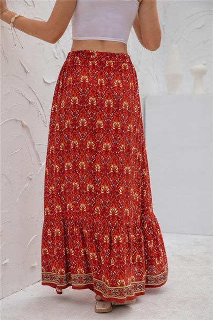Womens Print Maxi Skirt See size chart under “more details”