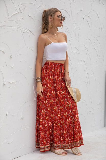 Womens Print Maxi Skirt See size chart under “more details”