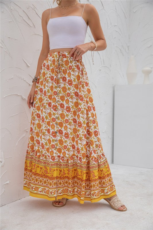 Womens Print Maxi Skirt See size chart under “more details”