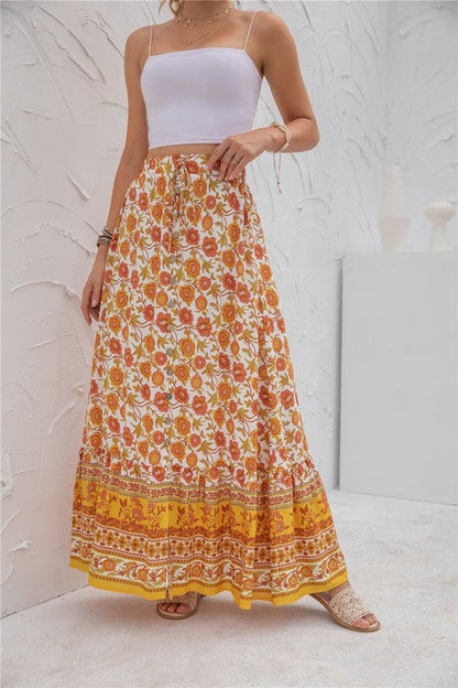 Womens Print Maxi Skirt See size chart under “more details”