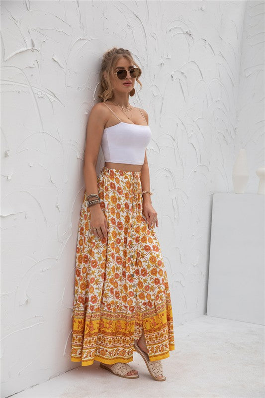 Womens Print Maxi Skirt See size chart under “more details”