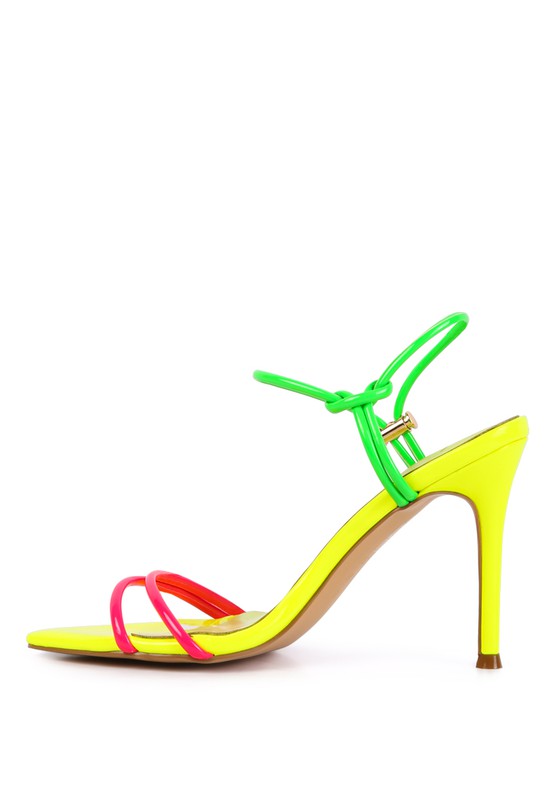HIGH PORCH DRAWSTRING BAND HIGH HEELED SANDAL See size chart under “more details”