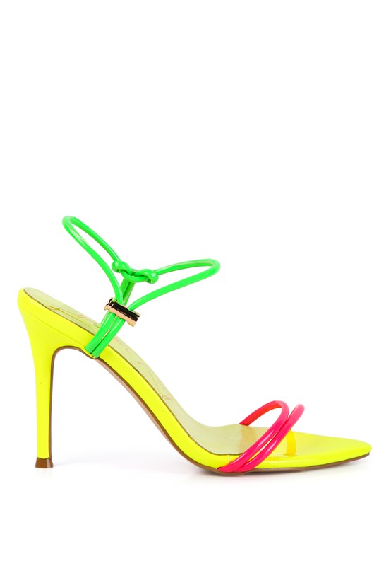 HIGH PORCH DRAWSTRING BAND HIGH HEELED SANDAL See size chart under “more details”
