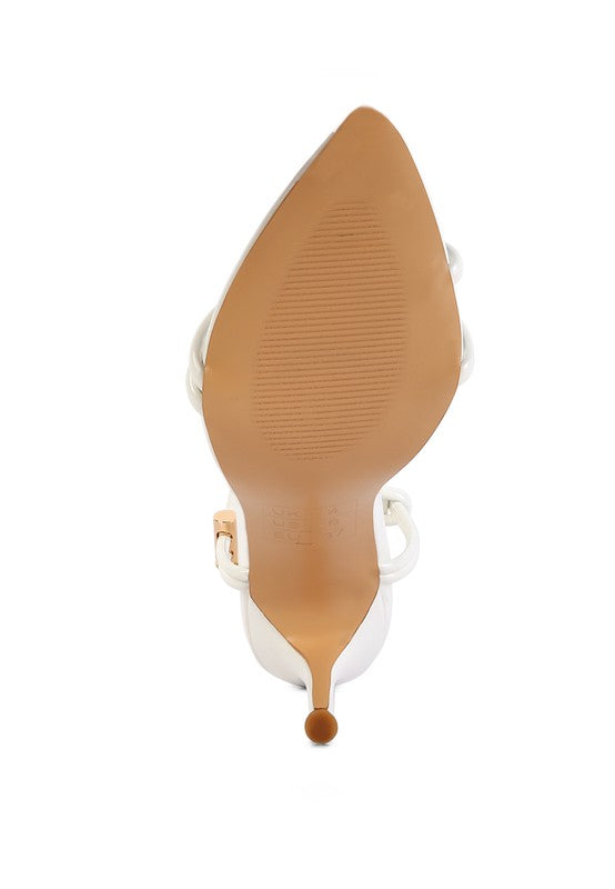 HIGH PORCH DRAWSTRING BAND HIGH HEELED SANDAL See size chart under “more details”