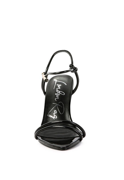HIGH PORCH DRAWSTRING BAND HIGH HEELED SANDAL See size chart under “more details”