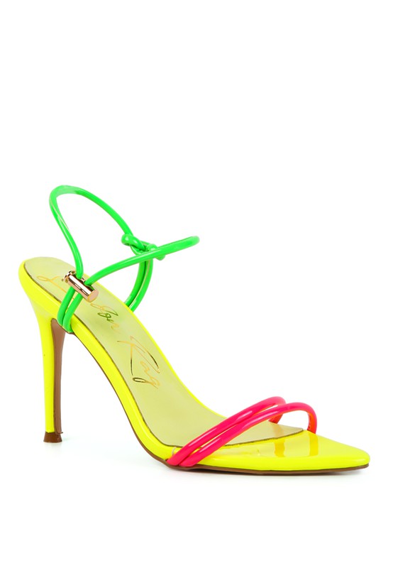HIGH PORCH DRAWSTRING BAND HIGH HEELED SANDAL See size chart under “more details”