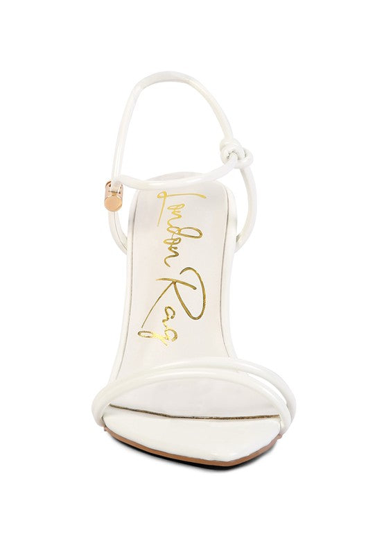HIGH PORCH DRAWSTRING BAND HIGH HEELED SANDAL See size chart under “more details”