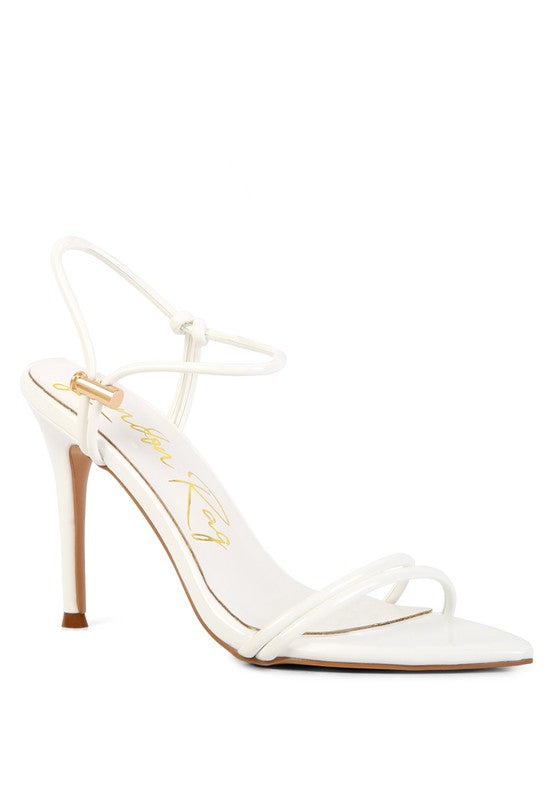 HIGH PORCH DRAWSTRING BAND HIGH HEELED SANDAL See size chart under “more details”
