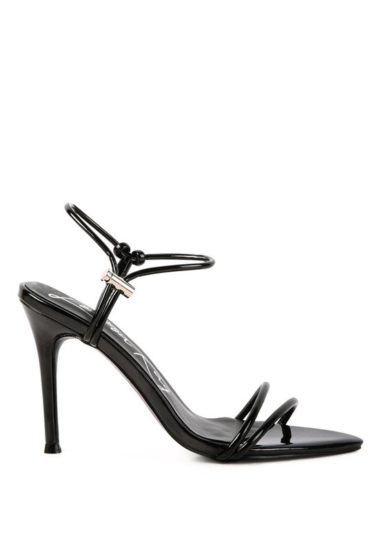 HIGH PORCH DRAWSTRING BAND HIGH HEELED SANDAL See size chart under “more details”