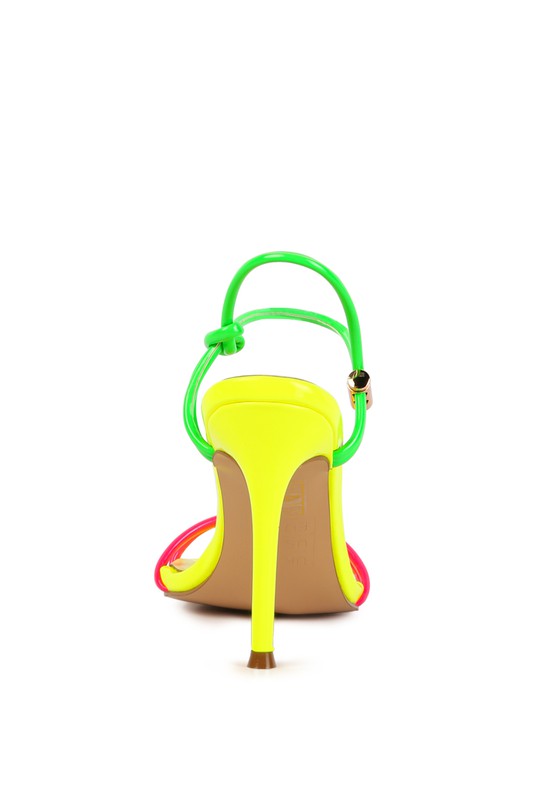 HIGH PORCH DRAWSTRING BAND HIGH HEELED SANDAL See size chart under “more details”