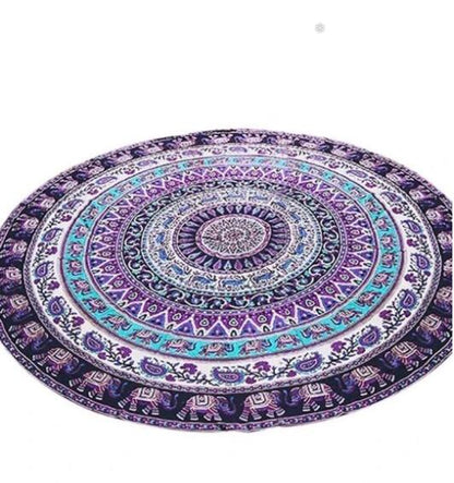 Elephant Totem Round Beach Towel